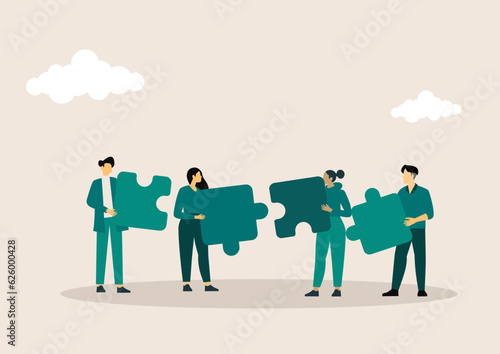 Vector creative illustration of business graphics, the company is engaged in the joint construction of column graphs, the rise of the career to success, flat color icons, business analysis.
