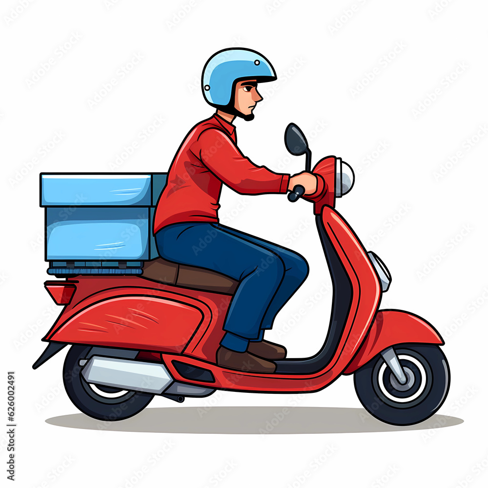 person on scooter. Delivery on scooter. Generative ai person on scooter. Delivery on scooter. Generative ai