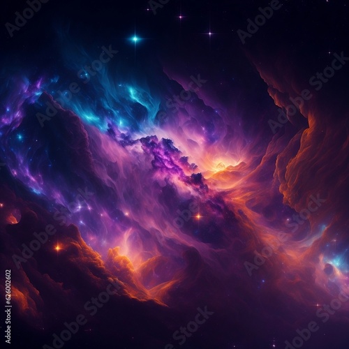 Explore a fascinating, colorful space image with galaxies and millions of stars. A captivating cosmic journey awaits!