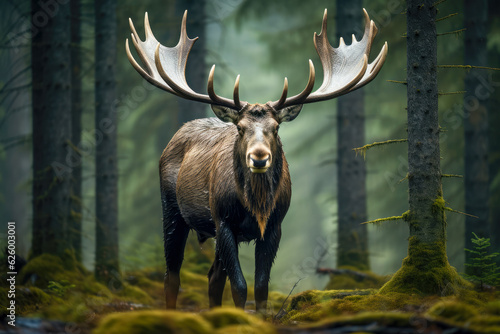 Papier peint moose in the forest