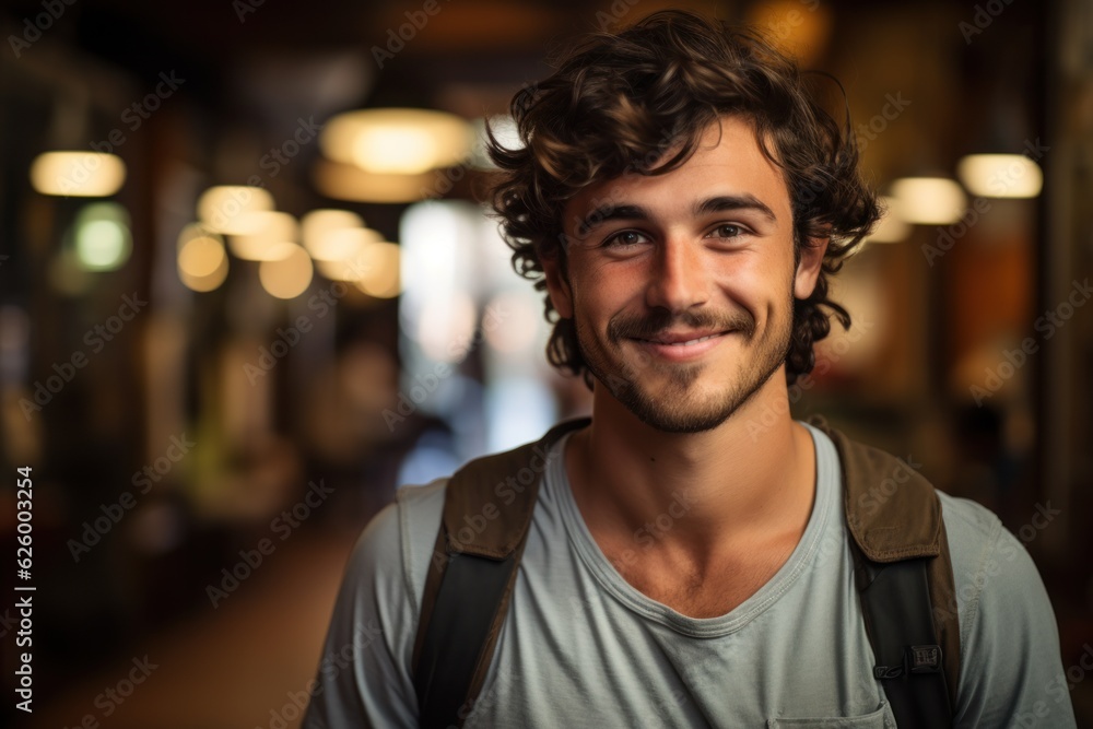 Cheerful male international student at a university library Cheerful male international student at a university library