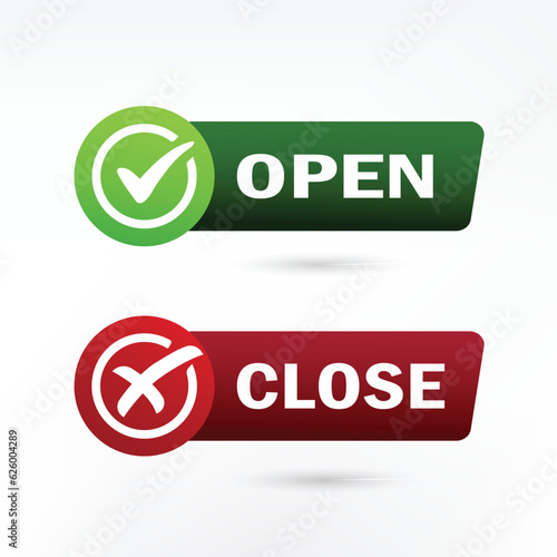 Open and Close label sticker icon illustration