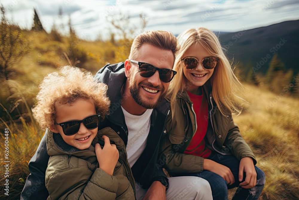 Family on an excursion in the nature created with Generative AI technology Family on an excursion in the nature created with Generative AI technology