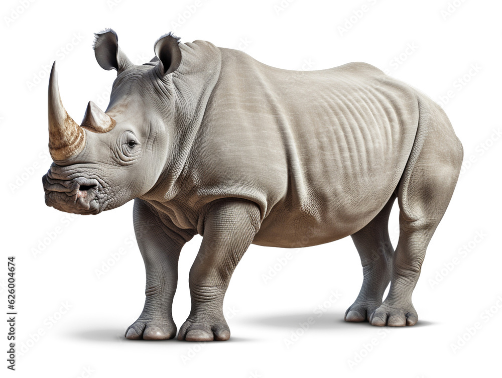 African rhinoceros on a white background