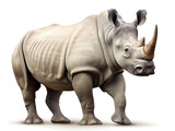 African rhinoceros on a white background