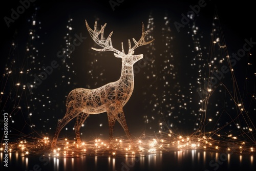 Christmas led light reindeer decoration created with Generative AI technology