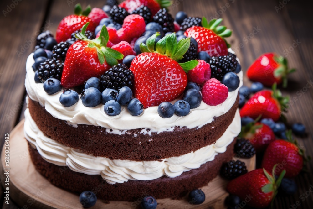 Tasty cake with berries 