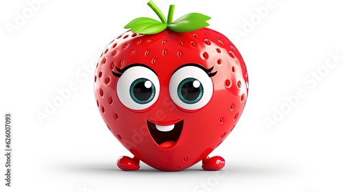 3D cartoon illustration of a fruit strawberry, generated by AI