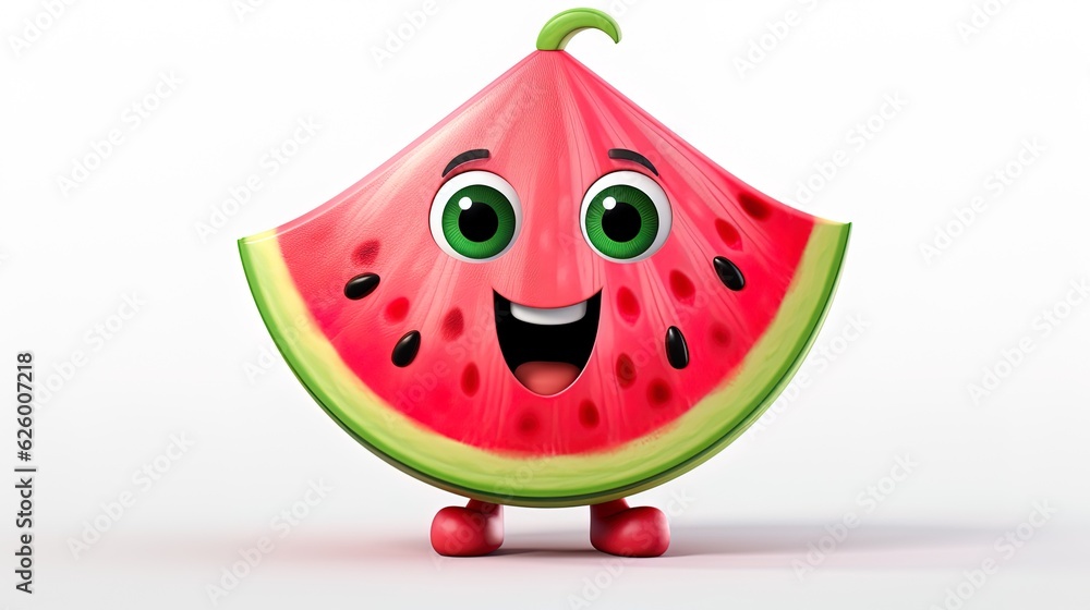 Fototapeta premium Watermelon emoji fruit character, generated by AI