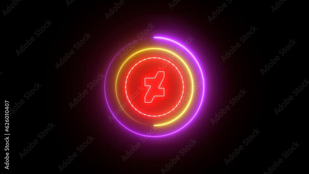 Glowing neon light with circle social media icon animation Glowing neon light with circle social media icon animation