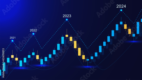 Candle stick graph chart for financial investment, stork market and business  finance report. Financial banking increase interest rate concept.