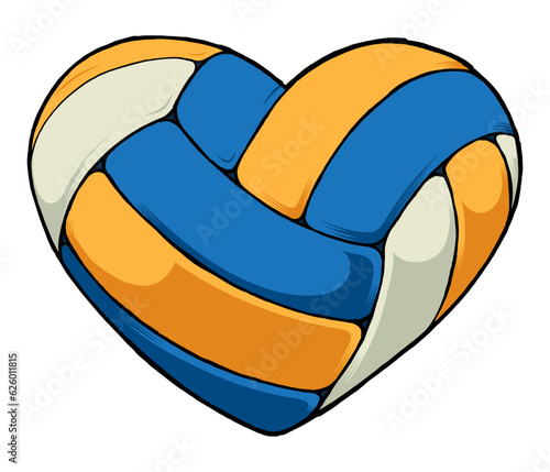 Volleyball heart. Heart colored like volleyball isolated.