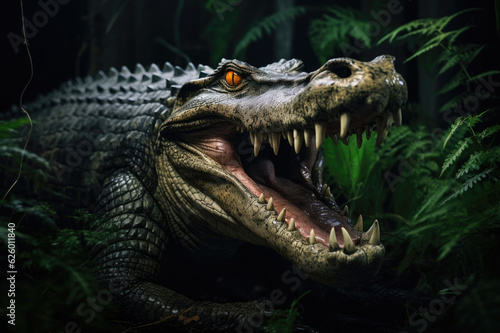 Crocodile with open mouth and with large teeth © Venka