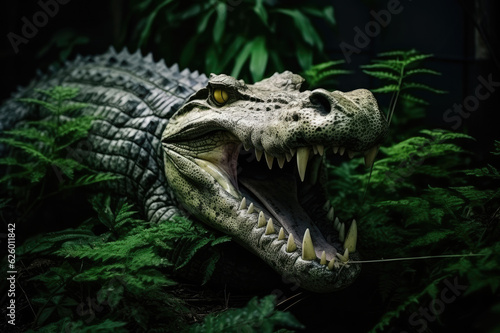 Crocodile with open mouth and with large teeth © Venka