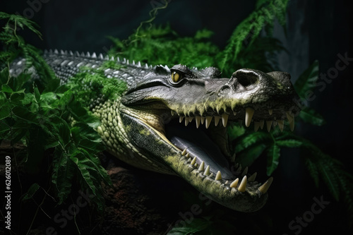 Crocodile with open mouth and with large teeth