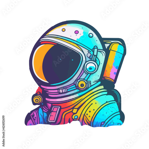 Chromatic Cosmonaut  Isolated Astronaut Illustration - A Colorful Journey through Space  Science  and Futuristic Exploration
