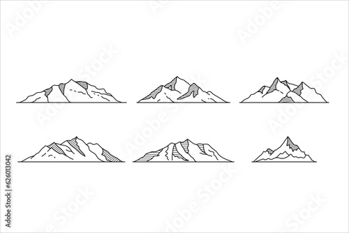 mountain in hand-drawn and hatched style