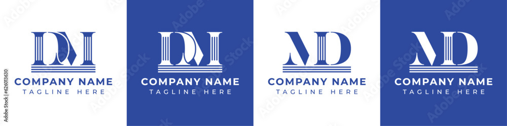 Letters DM and MD Pillar logo, suitable for business with MD or DM related to Pillar. - obrazy, fototapety, plakaty 