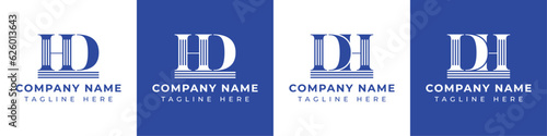 Letter DH and HD Pillar logo, suitable for business with HD or DH related to Pillar.