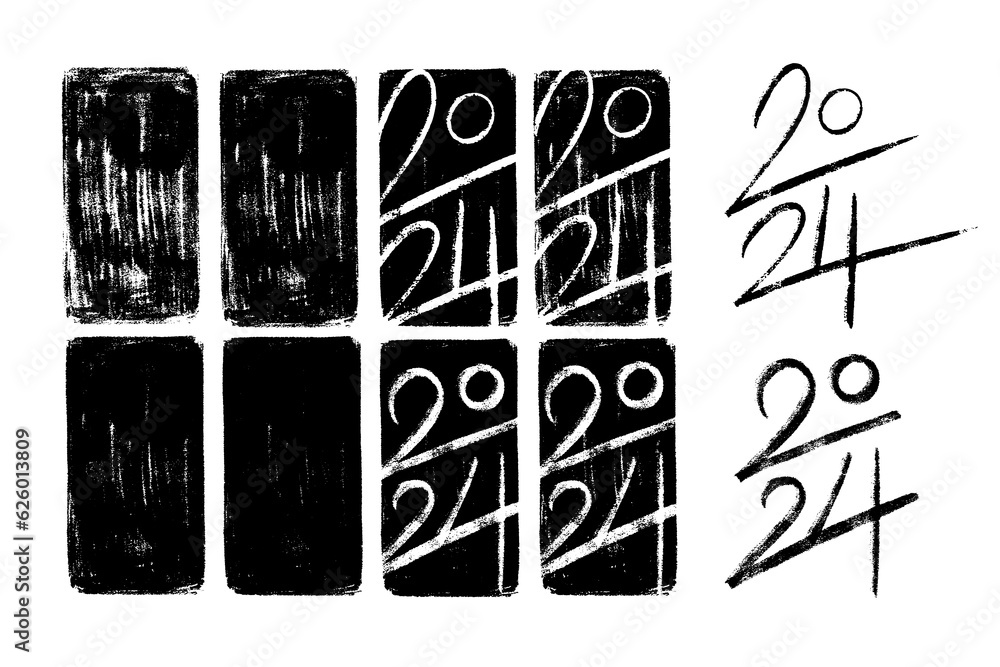 2025 vector handdrawn numbers vertical compositions with stamplike