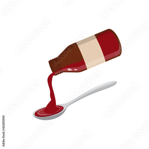 Obraz na płótnie bottle and spoon with syrup vector illustration w salonie