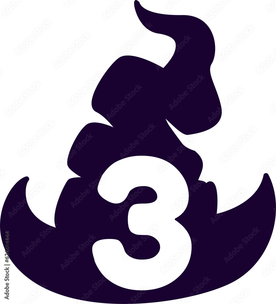 Number 3 Halloween wizard hat. Number 3 Halloween wizard hat.
