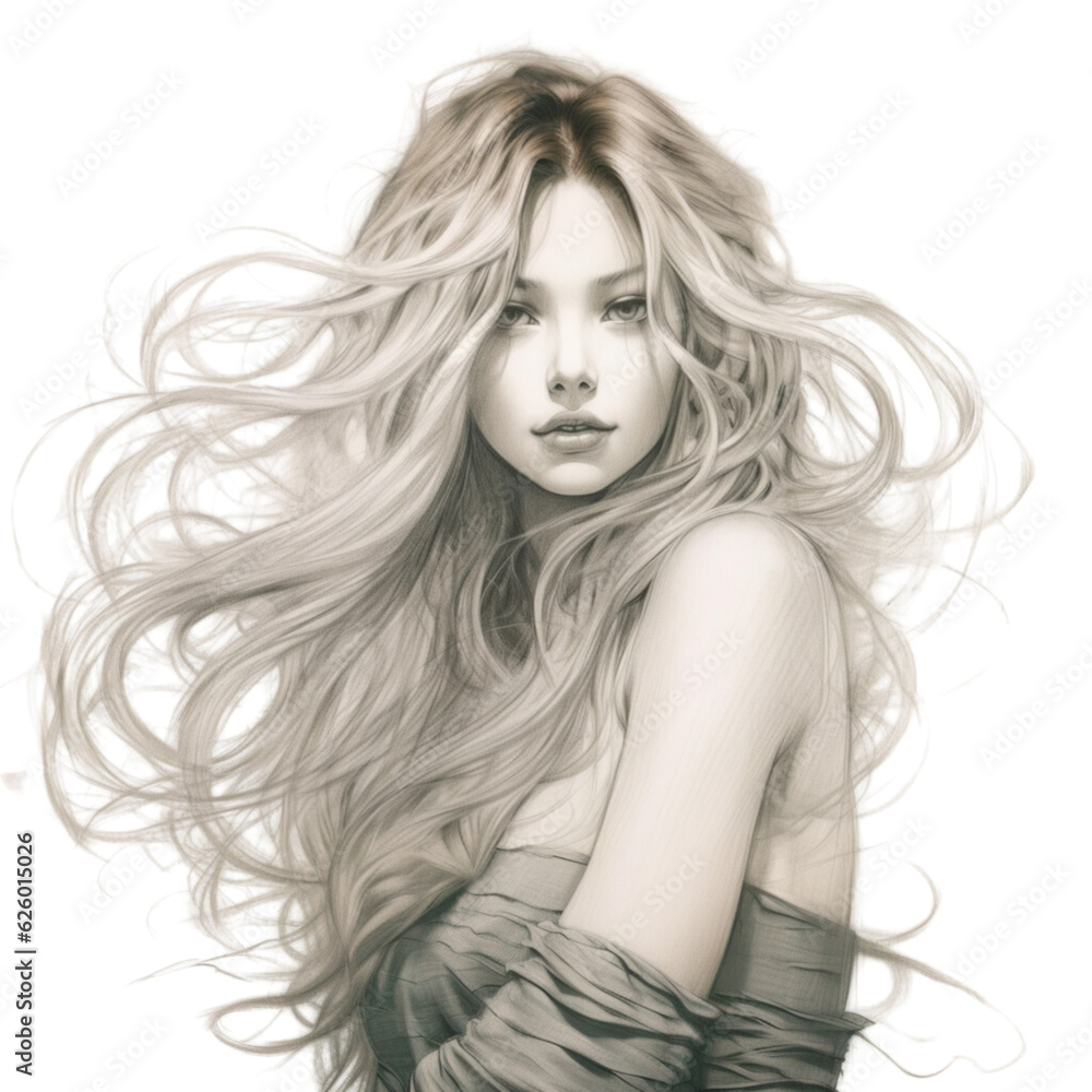 Line drawing A beautiful and stylish woman Generative AI Line drawing A beautiful and stylish woman Generative AI
