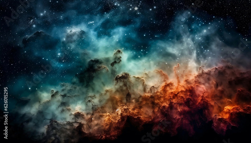 Beautiful Nebula stardust image. Galaxies and gases clouds in a deep space.  © IRStone
