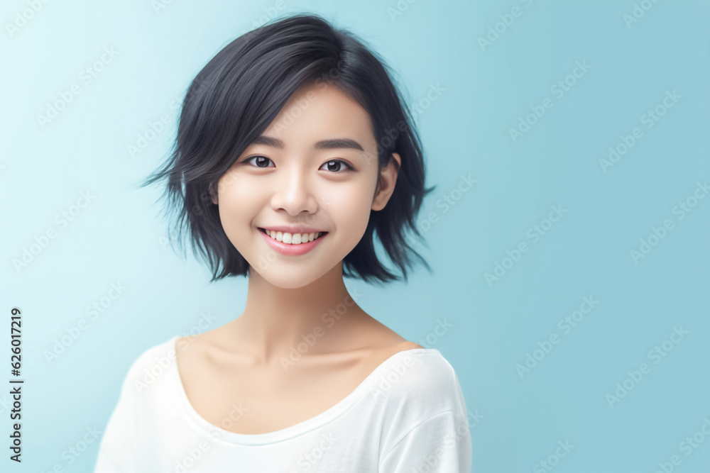 a lively Asian teen with short hair, donning a white T-shirt, standing against a clean white studio backdrop, beautifully lit. Perfect for a wide range of projects. generative AI. a lively Asian teen with short hair, donning a white T-shirt, standing against a clean white studio backdrop, beautifully lit. Perfect for a wide range of projects. generative AI.