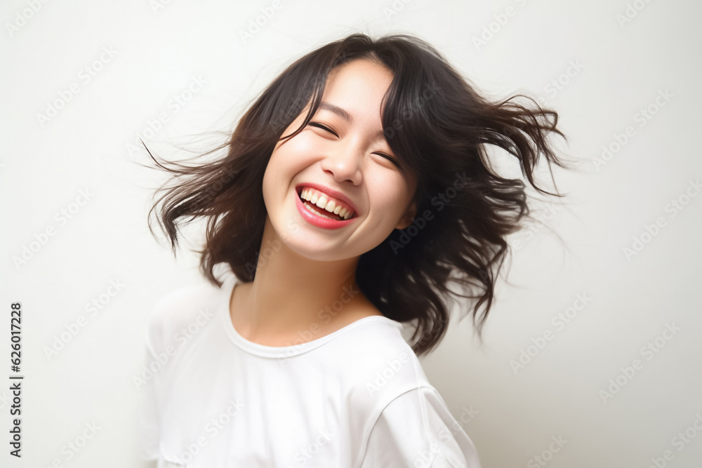 a lively Asian teen with short hair, donning a white T-shirt, standing against a clean white studio backdrop, beautifully lit. Perfect for a wide range of projects. generative AI. a lively Asian teen with short hair, donning a white T-shirt, standing against a clean white studio backdrop, beautifully lit. Perfect for a wide range of projects. generative AI.