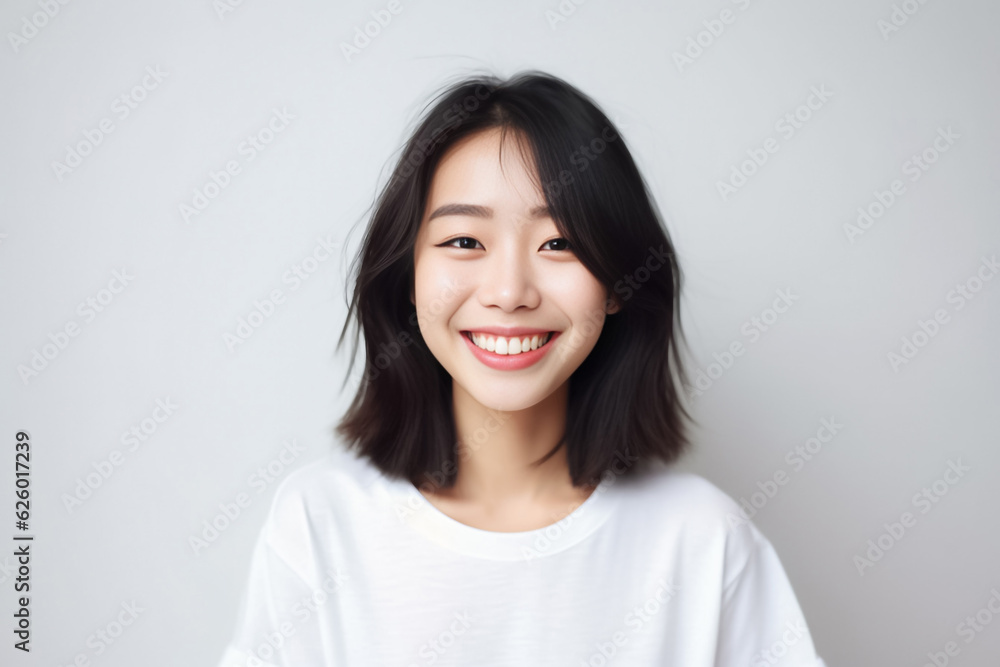 a lively Asian teen with short hair, donning a white T-shirt, standing against a clean white studio backdrop, beautifully lit. Perfect for a wide range of projects. generative AI. a lively Asian teen with short hair, donning a white T-shirt, standing against a clean white studio backdrop, beautifully lit. Perfect for a wide range of projects. generative AI.