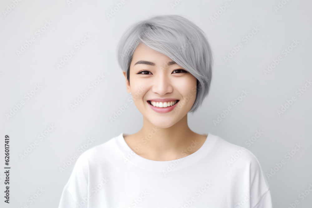 a lively Asian teen with short hair, donning a white T-shirt, standing against a clean white studio backdrop, beautifully lit. Perfect for a wide range of projects. generative AI. a lively Asian teen with short hair, donning a white T-shirt, standing against a clean white studio backdrop, beautifully lit. Perfect for a wide range of projects. generative AI.