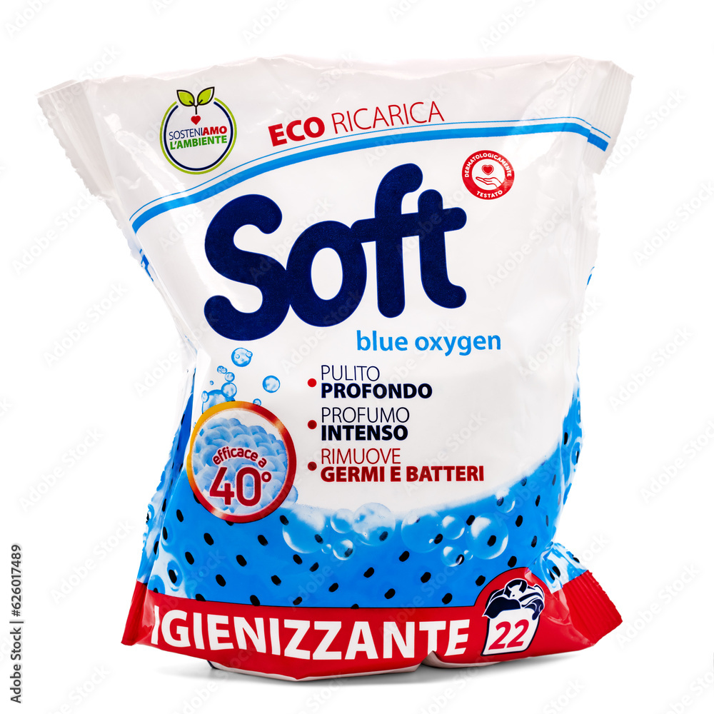 Soft Blue Oxygen Eco Ricarica,washing machine detergent pack,Italian