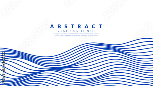 Blue water wave line pattern background. Japanese style concept. Graphic vector flat design style.