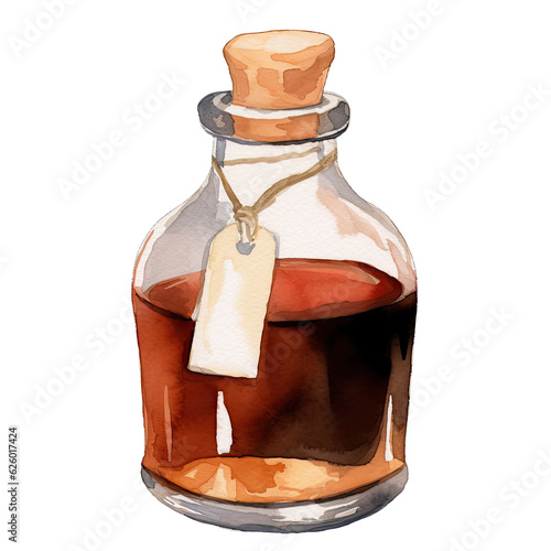 AI-Generated Illustration of a bottle of maple syrup- Watercolor Style