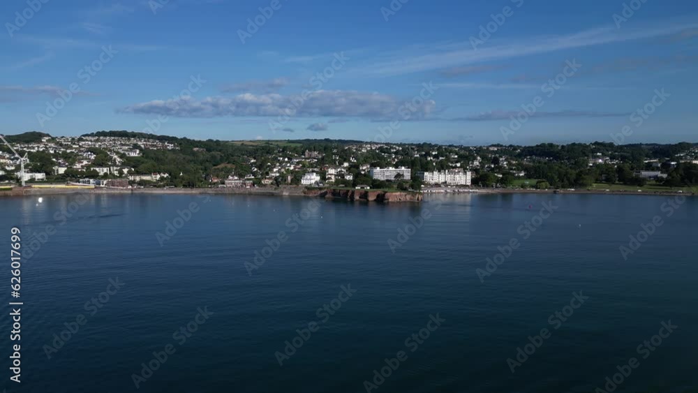 Torquay, Torbay, South Devon, England: DRONE VIEWS: The drone flies into the Torquay foreshore including Livermead Sands, Corbyn Head and Corbyn Sands. Torquay, Torbay, South Devon, England: DRONE VIEWS: The drone flies into the Torquay foreshore including Livermead Sands, Corbyn Head and Corbyn Sands.