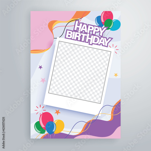 birthday card cartoon flyer design template 