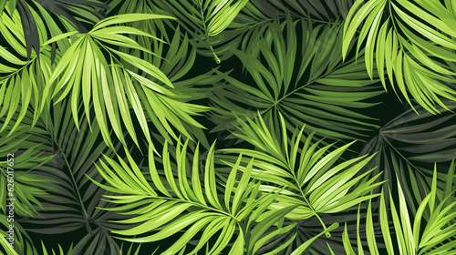 Green palm leaf pattern background. Generated AI. Illustration for design  poster or print.