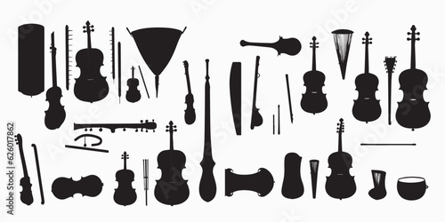Set of music elements silhouette collection