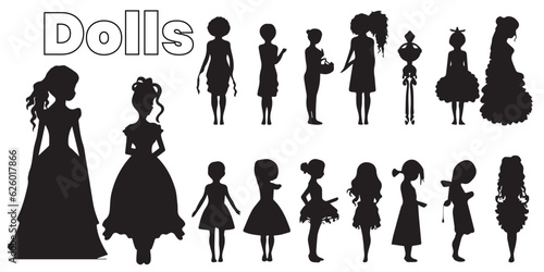Set of silhouette dolls vector illustration