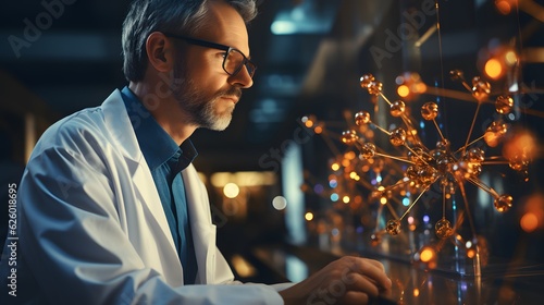 Doctor studying a molecule