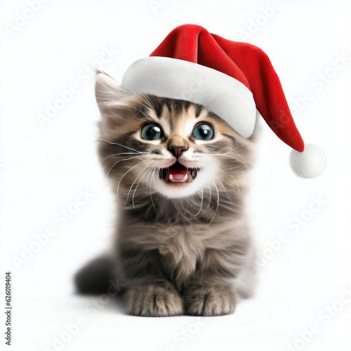 Christmas Whiskers in Generative AI Style: Cute Cat © faical