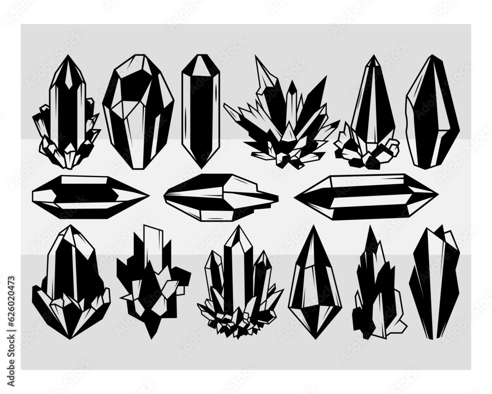 Crystal svg | Crystal | Gem Svg | Crystal silhouette | Celestial svg ...