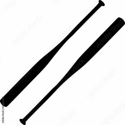 2 black baseball bats placed on different sides