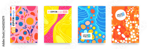 Abstract background pattern background, colourful fun doodle pattern backgrounds with abstract shapes and colors. Modern trendy cartoon pattern for brochure cover template, vector postmodern design