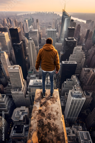 city skyline standing on top of a building