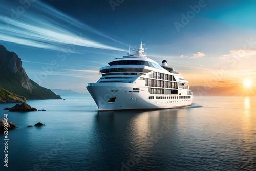 cruise ship in the sea generated with AI technology 