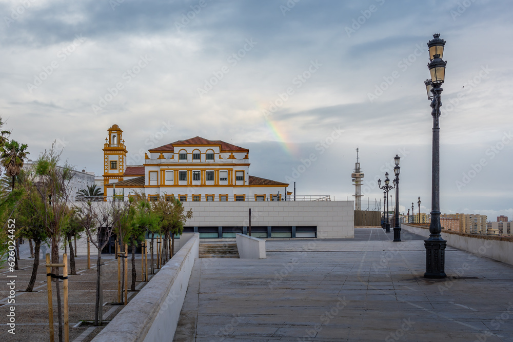 Cadiz with Campo del Sur Elementary School and Tavira II Tower - Cadiz, Andalusia, Spain