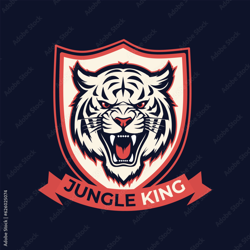Tiger with shield mascot logo sign emblem icon. vector illustration Tiger with shield mascot logo sign emblem icon. vector illustration