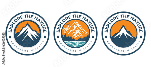 Set of vector mountain and outdoor adventure logos.